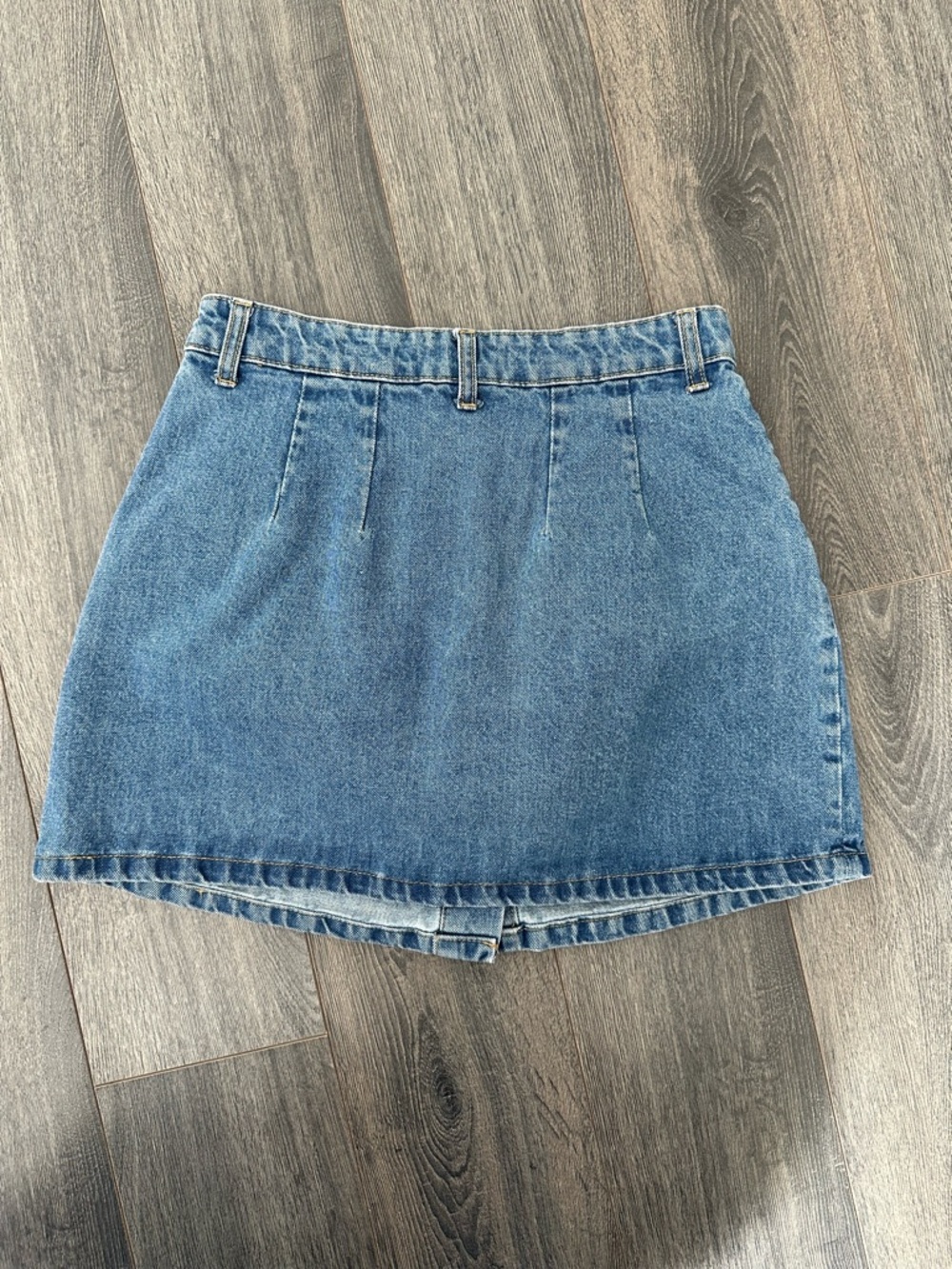 NWOT Mango High Rise Denim Blue Button Up A-Line Mini Skirt Preppy Academia Chic - Picture 3 of 6